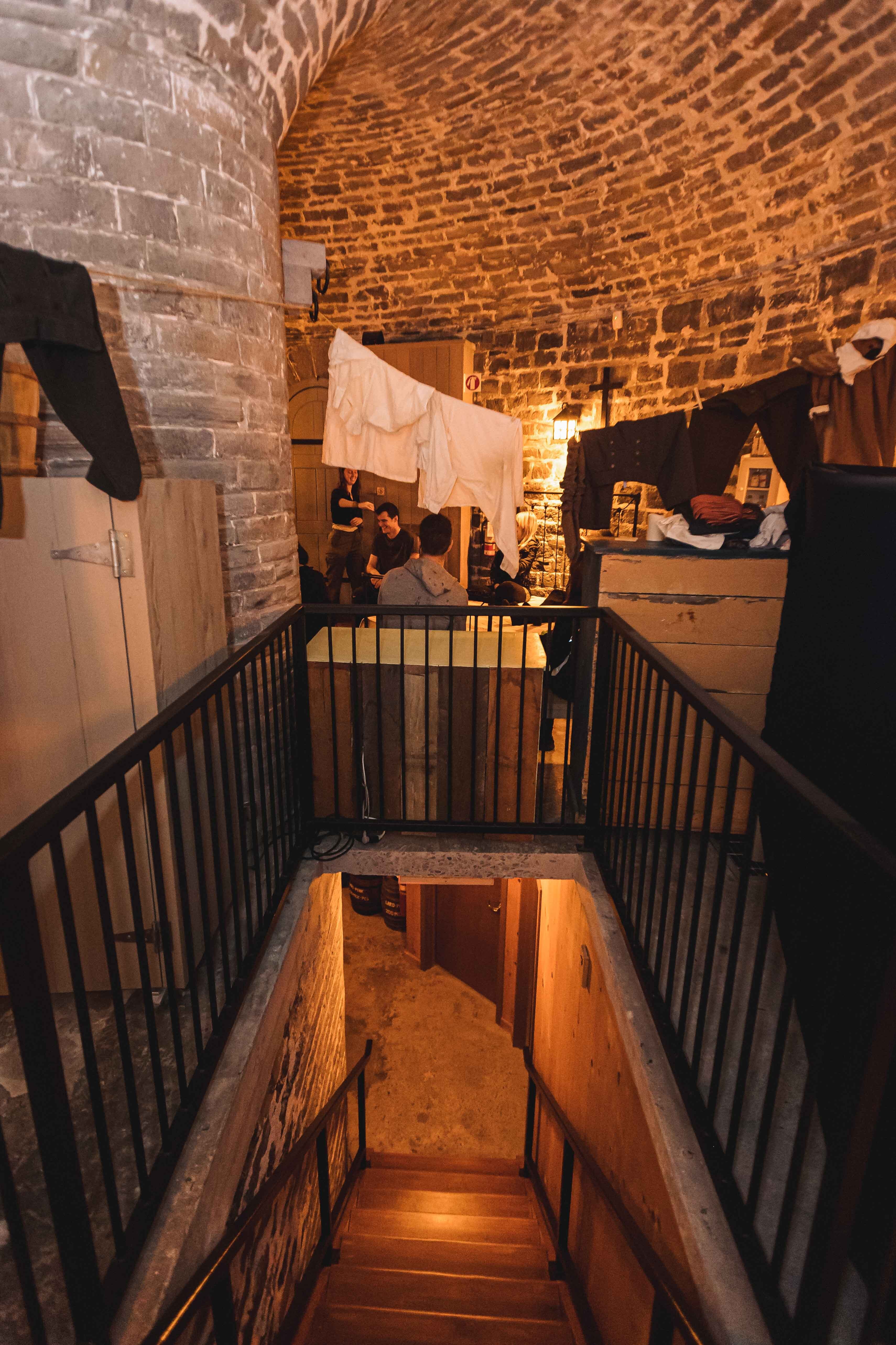 Interior view of Martello Tower 4 in Quebec, showcasing the stone architecture and historical fortifications.